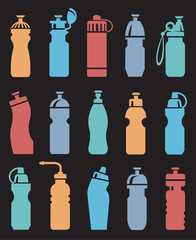 set of different water bottles for sport