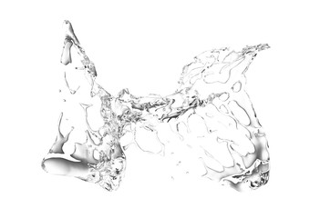 Isolated transparent splash of water splashing on a white backgr