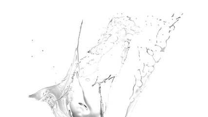 Isolated transparent splash of water splashing on a white backgr