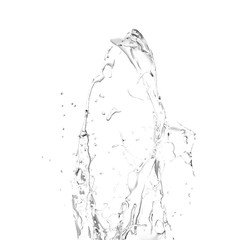 Isolated transparent splash of water splashing on a white backgr