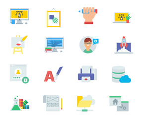 Web design and development set of vector icons