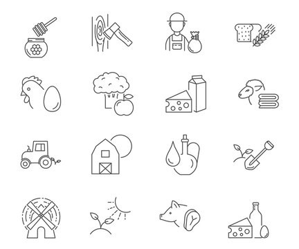 Farm set of vector icons
