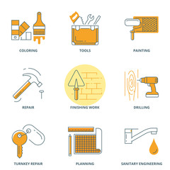 House repair and construction vector icons set