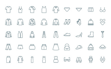 Clothes set of line style icons