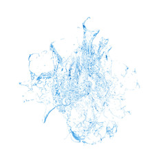 Isolated blue splash of water splashing on a white background. 3