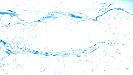Isolated blue splash of water splashing on a white background. 3