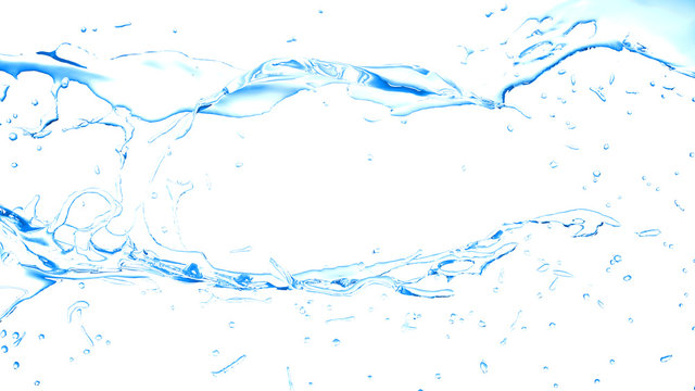 Isolated blue splash of water splashing on a white background. 3 © Pierell