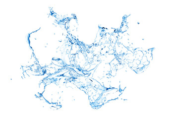 Fototapeta premium Isolated blue splash of water splashing on a white background. 3