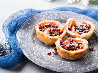 Christmas mini apple pies with pomegranate seeds