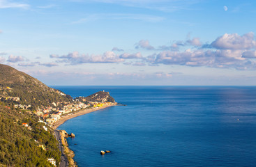 Fototapeta na wymiar Aereal view of Varigotti Beach, Savona, Liguria, Italy