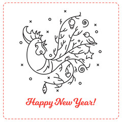 New Year 2017 background. Chinese New Year outline rooster illus
