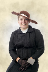 young woman in  vintage costume 1900s