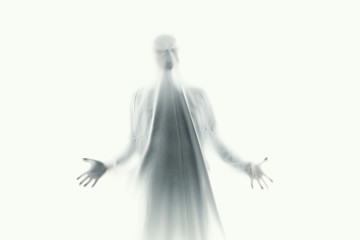 frightening ghost in a white sheet