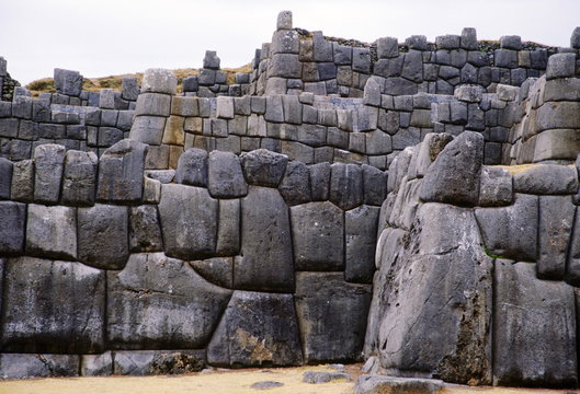 Stone walls of Sacsayhuaman above Cusco in Peru