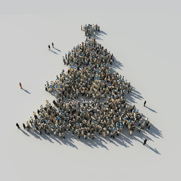 the crowd in a christmas tree shape
