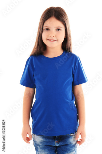 Little Girl In Blank Blue T Shirt On White Background Wall Mural Wallpaper Murals Africa Studio Little Girl In Blank Blue T Shirt On White Background Wall Mural Wallpaper Murals Africa Studio
