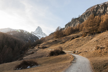 Zermatt, Dorf, Wallis, Alpen, Furi, Zmutt, Trockener Steg, Wanderweg, Schweizer Berge, Winter, Schweiz