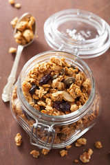 homemade healthy granola in glass jar