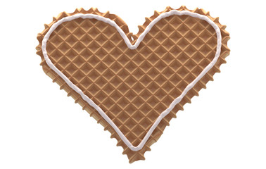 Heart. Waffles with cream.
