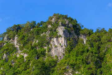 Limestone mountains and blue sky