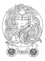 Virgo zodiac sign coloring book for adults vector