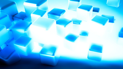 Azure abstract background with cubes, 3d illustration, 3d render