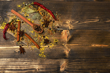 spicy fragrant spices in spoon