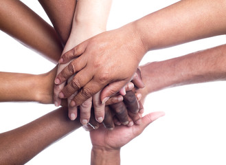 Fototapeta premium A close up view of a large group of people of mixed races and ge