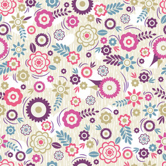 Seamless Pattern with flowers and leafs. Ideal for printing onto