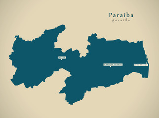 Modern Map - Paraiba BR Brazil Illustration