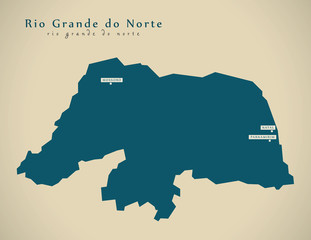 Modern Map - Rio Grande do Norte BR Brazil Illustration