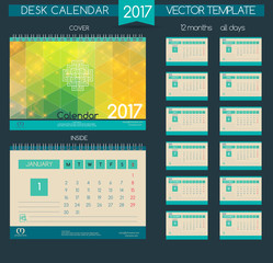 Design Desk Calendar 2017. Vector illustration