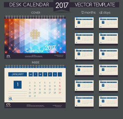 Design Desk Calendar 2017. Vector illustration