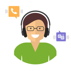 Call center. Customer support service concept. Vector flat style illustration