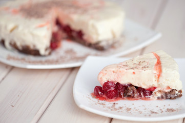 Piece of home made ice cream cake