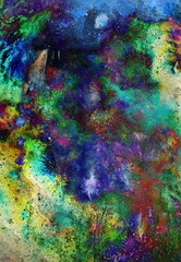 Obraz premium Watercolor abstract painting and computer collage. Color background with spots.