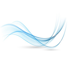 Abstract vector background, blue transparent waved lines