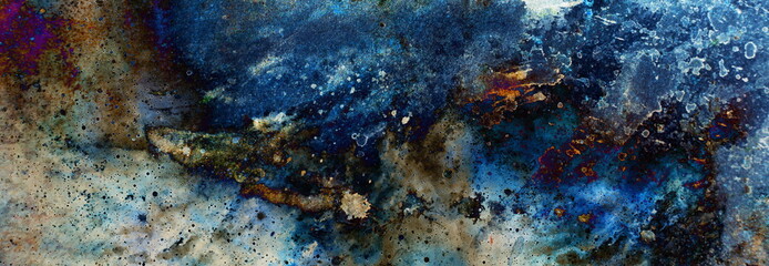 Aquarell abstrakte Malerei und Computercollage. Farbhintergrund mit Flecken. © jozefklopacka