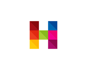Letter H Square Color Logo Design Element