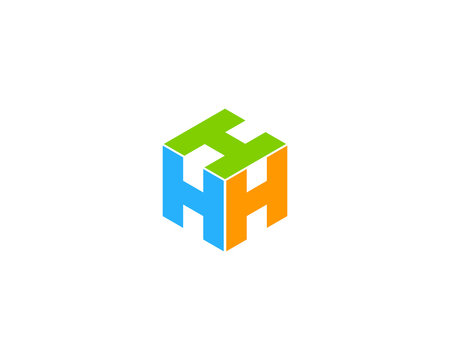 Letter H 3D Cube Box Logo Design Element