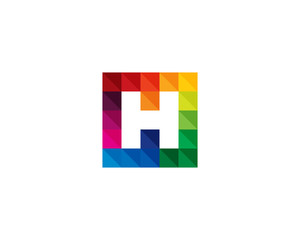 Letter H Colorful Square Pixel Logo Design Element