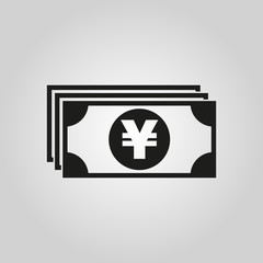 Money icon. Yen and cash, coin, currency, bank symbol. Flat design. Stock - Vector