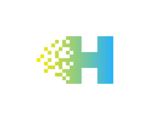 Letter H Digital Pixel Logo Design Element