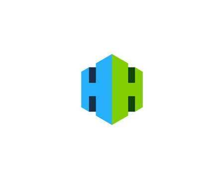 Letter H 3D Cube Logo Design Element