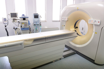 CT scanner in hospital laboratory.
