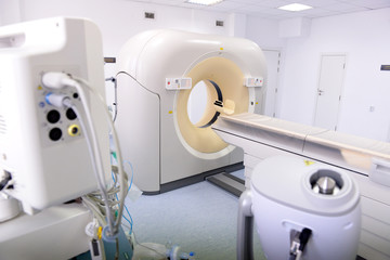 CT scanner in hospital laboratory.
