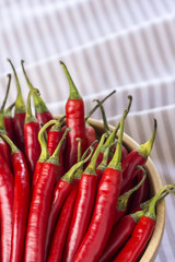 Red Hot Chilli Peppers in Wooden Bowl