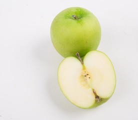 Green apple fruits and  isolated on white background