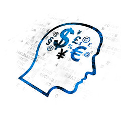 Finance concept: Head With Finance Symbol on Digital background