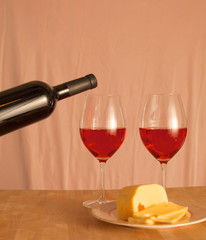bottle of wine and glass on the table